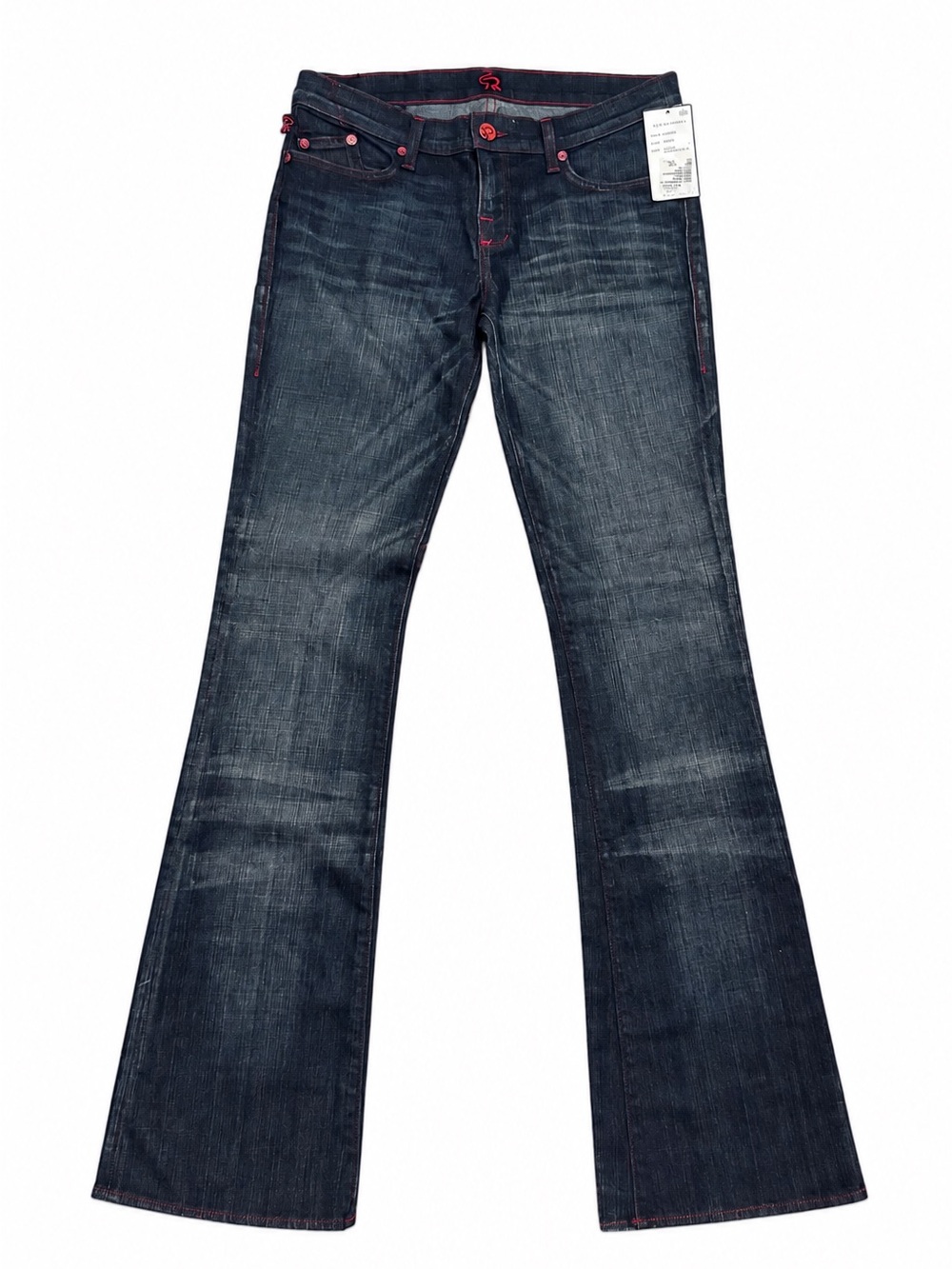 Rock & Republic Dark Wash Flare Jeans with Red Trim